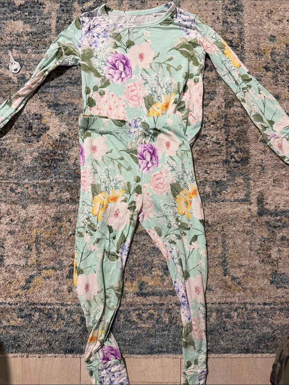 Posh Peanut Mint Floral Long-Sleeve Pajama Set